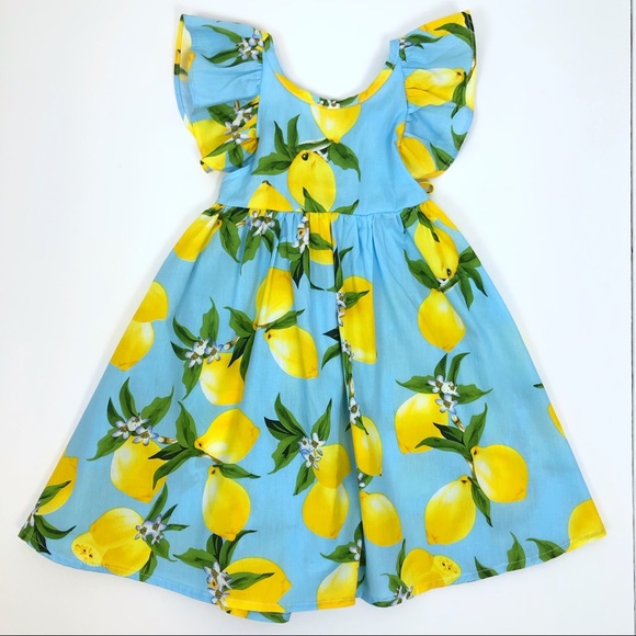 OceanBeaches Boutique Other - Lemon Print Ruffle Flutter Sleeve Casual Dress